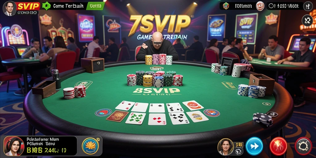 Screenshot gameplay Poker di 7SVIP, menampilkan player aktif.