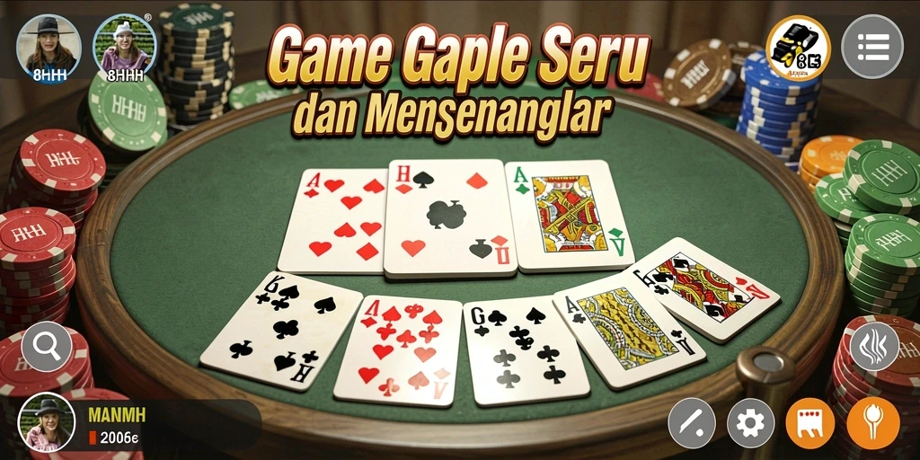 Tampilan menarik dari gameplay Gaple di 8HHH.