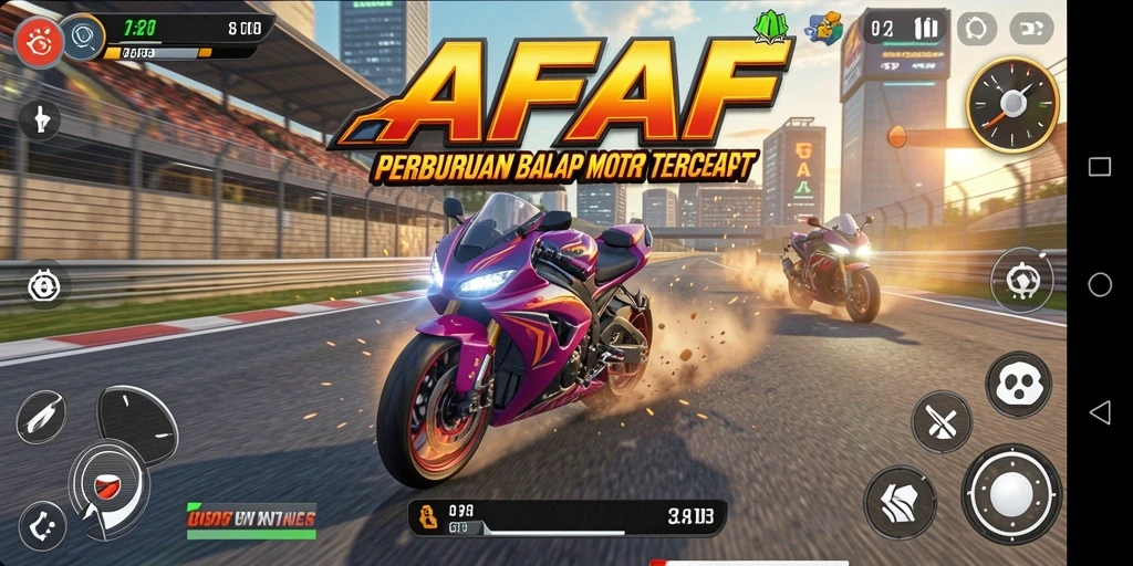 Tampilan gameplay seru balap motor di AFAF.