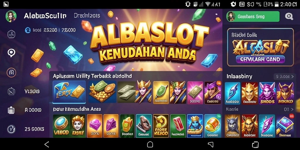 Tampilan utama ALBASLOT memperlihatkan fitur-fitur Utility yang efisien.