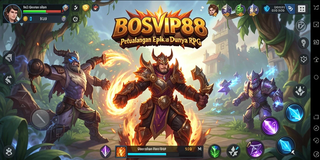 Tampilan RPG epik dalam <strong>BOSVIP88</strong> yang penuh aksi dan petualangan.