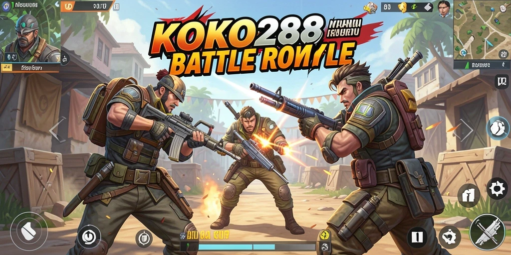 Tangkapan layar KOKO288 menampilkan aksi intens di medan tempur Battle Royale.