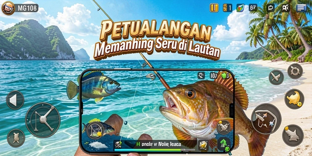Gameplay seru MG108 dengan berbagai jenis ikan dalam satu layar.