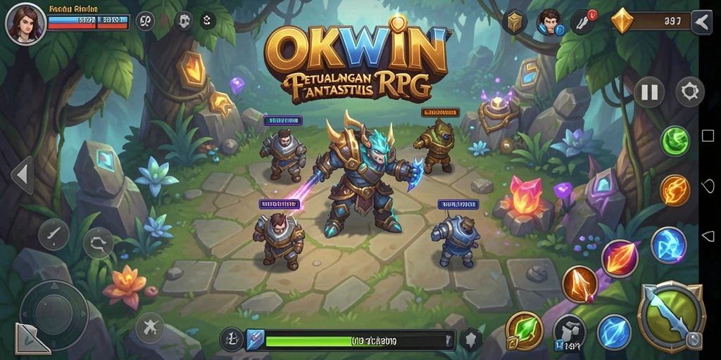 Tampilan gameplay menarik dari petualangan RPG di OKWIN.