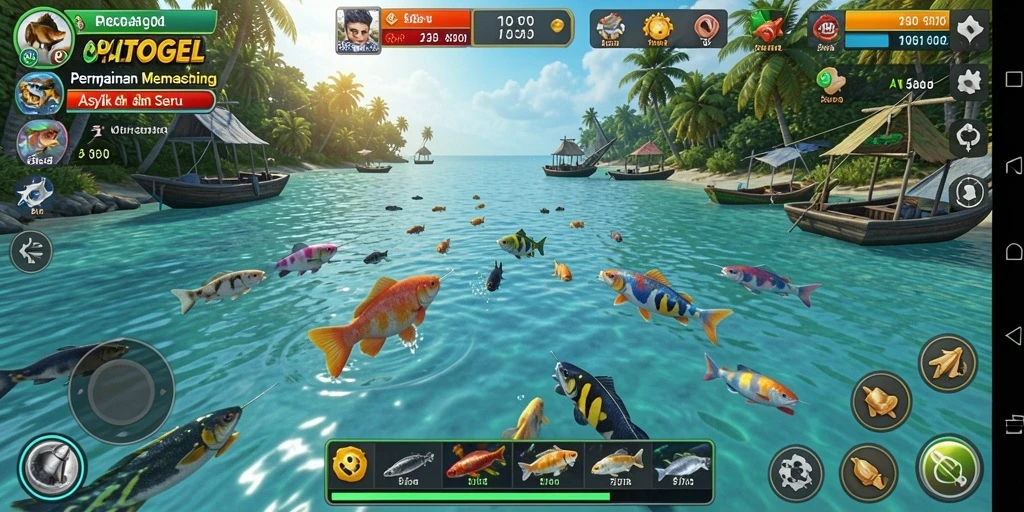 Tampilan gameplay OPALTOGEL dengan aksi memancing yang mendebarkan.