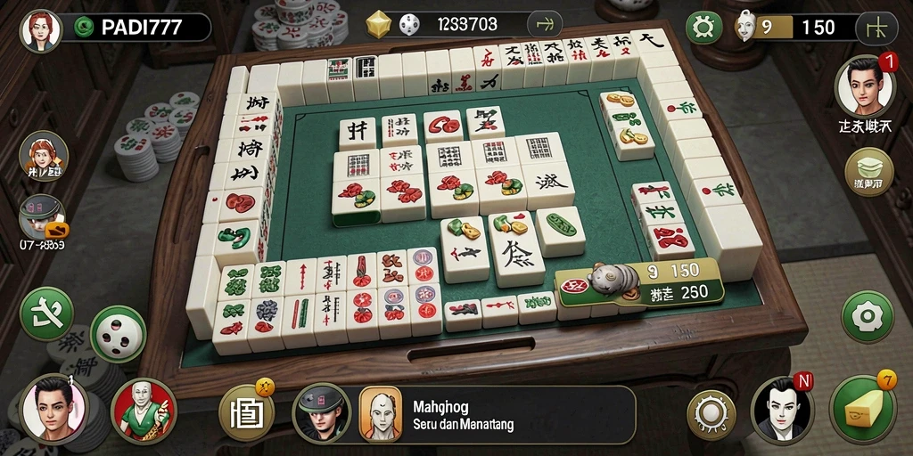 Tampilan gameplay Mahjong di PADI777 yang menantang dan seru.