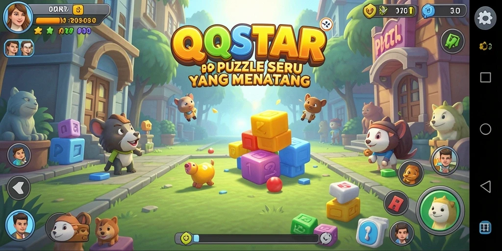 Tampilan gameplay QQSTAR menampilkan serunya menyelesaikan puzzle.