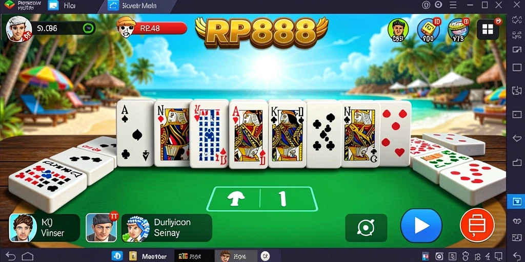 Tampilan gameplay RP888 yang menarik dan penuh aksi permainan Domino.