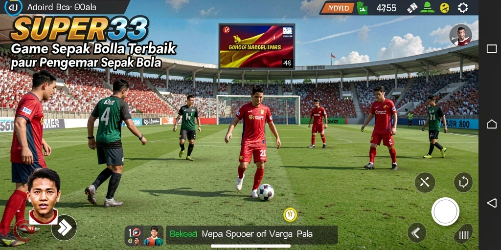 Tampilan gameplay SUPER33 yang menarik dengan aksi sepak bola yang mendebarkan.