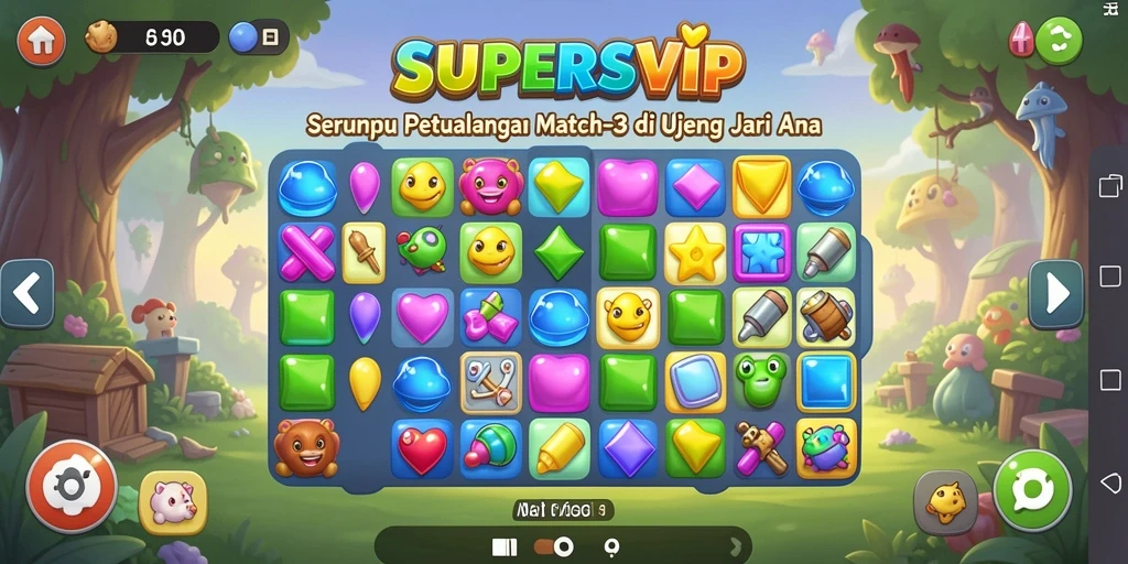 Tampilan gameplay <strong>SUPERSVIP</strong> dengan permata berwarna-warni yang menarik dan menantang.